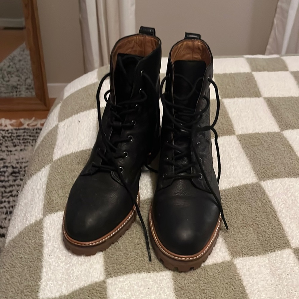 Madewell black leather combat boots